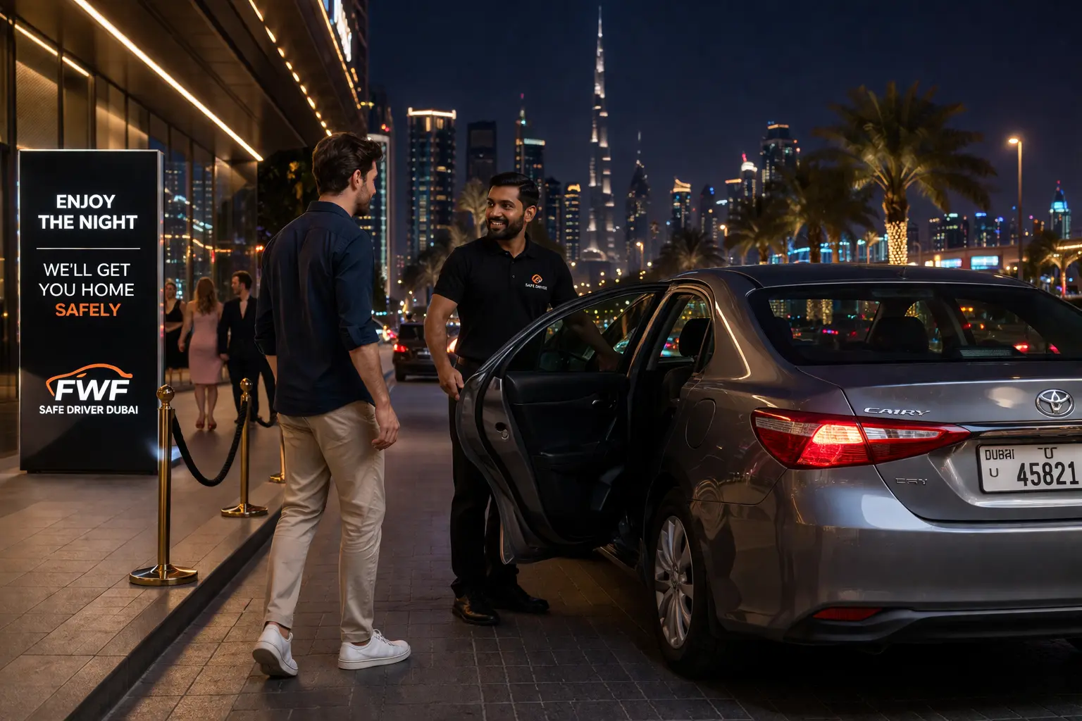 Designated & Sober Driver Dubai—Get Home in Your Car service by FWF Safe Driver